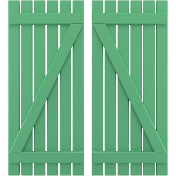 Ekena Millwork Americraft 6-Board (2 Batten) Wood Spaced Board-n-Batten Shutters w/ Z-Bar, ARW102SB623X77LPH, PR ARW102SB623X77LPH - main